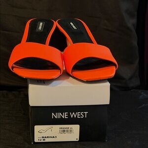 Nine West Women's Bold Orange Heels 12M